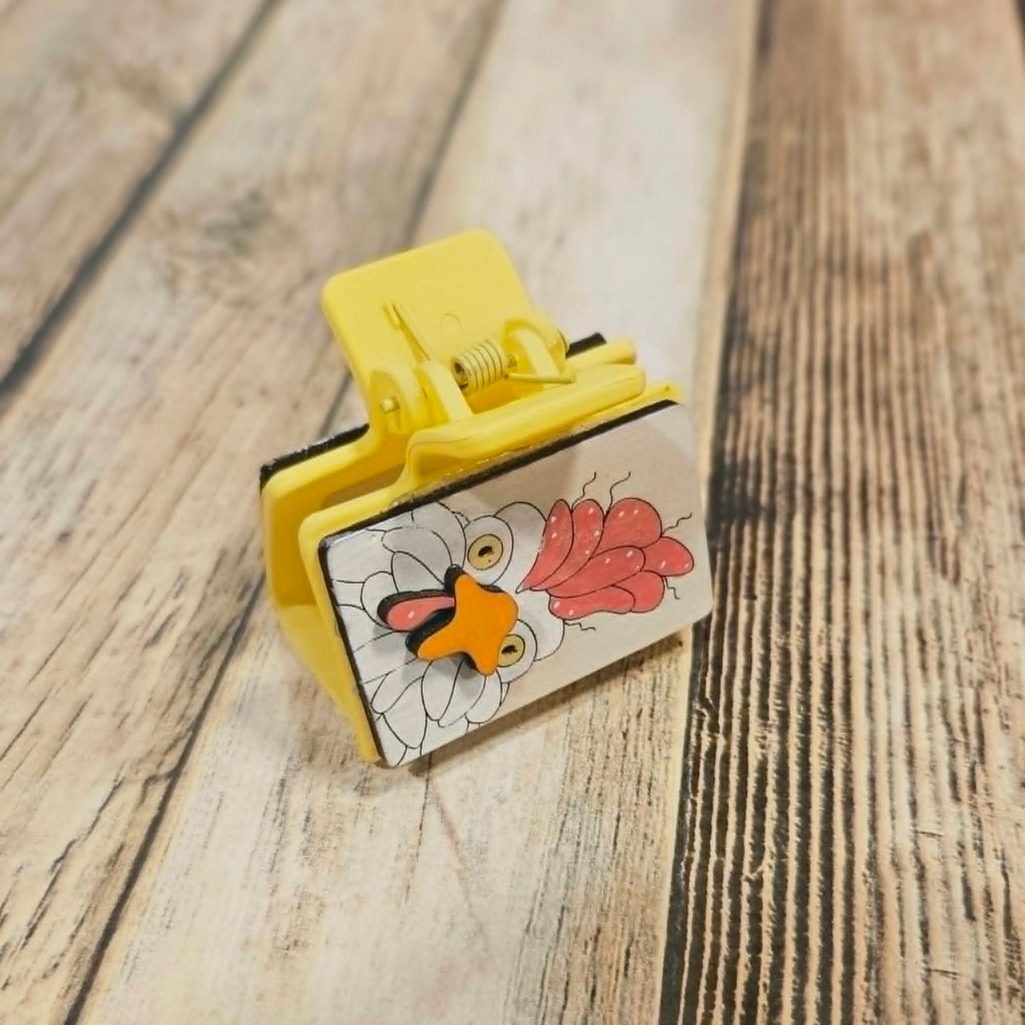 Laser Burned Wood Chicken Small Hair Claw Clip