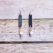 Black Leather Beaded Earrings Colletion 2