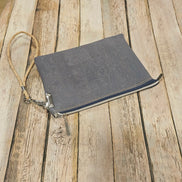 dusty blue clutch, cork leather wristlet, handmade clutch, silver hardware, clutch wristlet