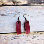 Handcrafted Red Hand-Dyed Leather Fringe Earrings with Pearl Beads