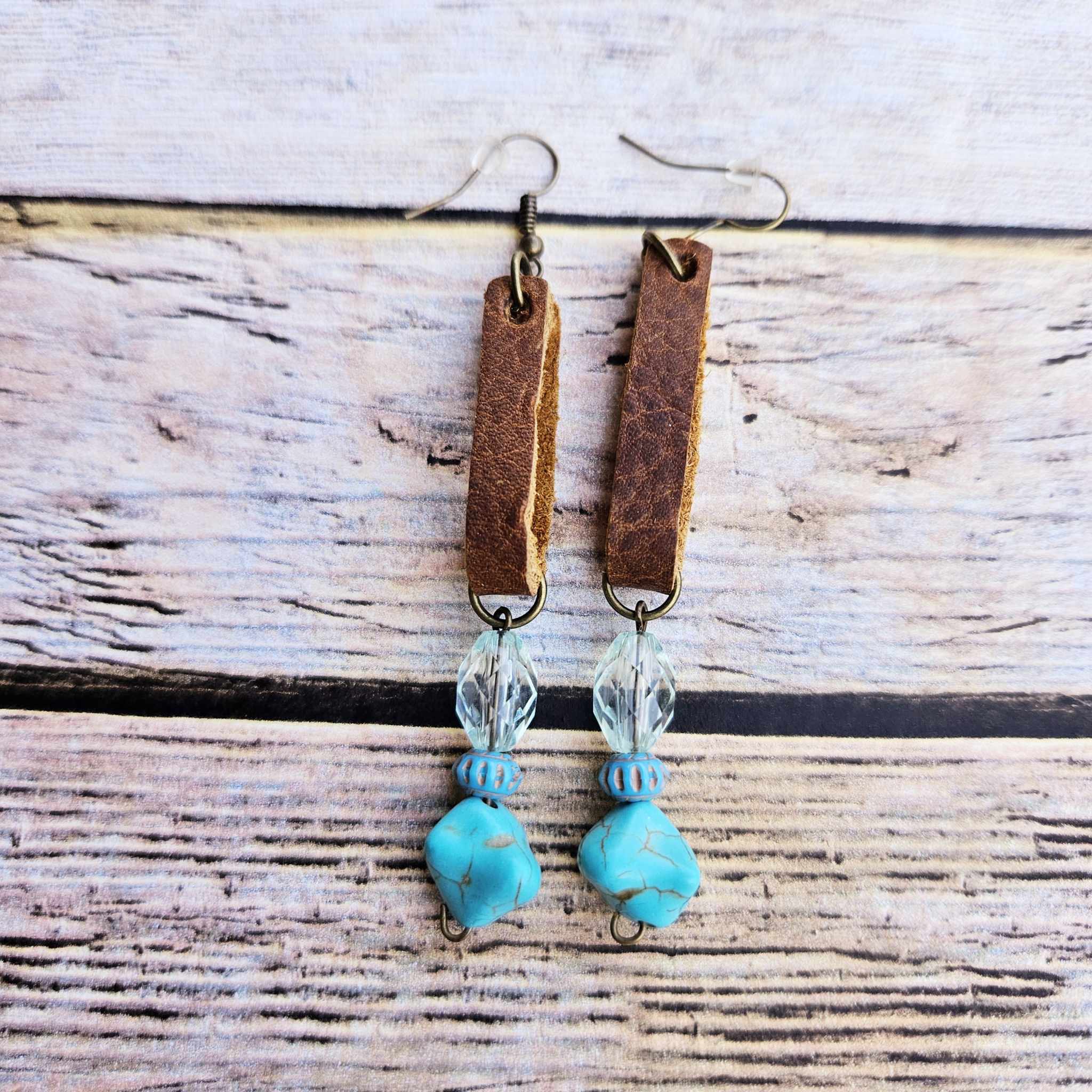Brown Leather Earrings
