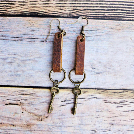 Brown Leather Earrings