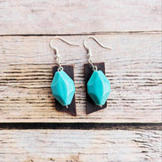 silver earrings, turquoise beads, silver jewelry, handmade jewelry 