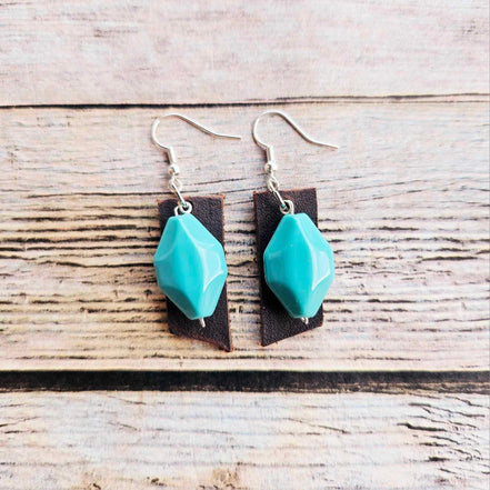 silver earrings, turquoise beads, silver jewelry, handmade jewelry 