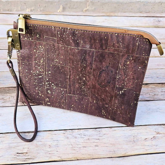 Oleta Belle Brown Cork Clutch