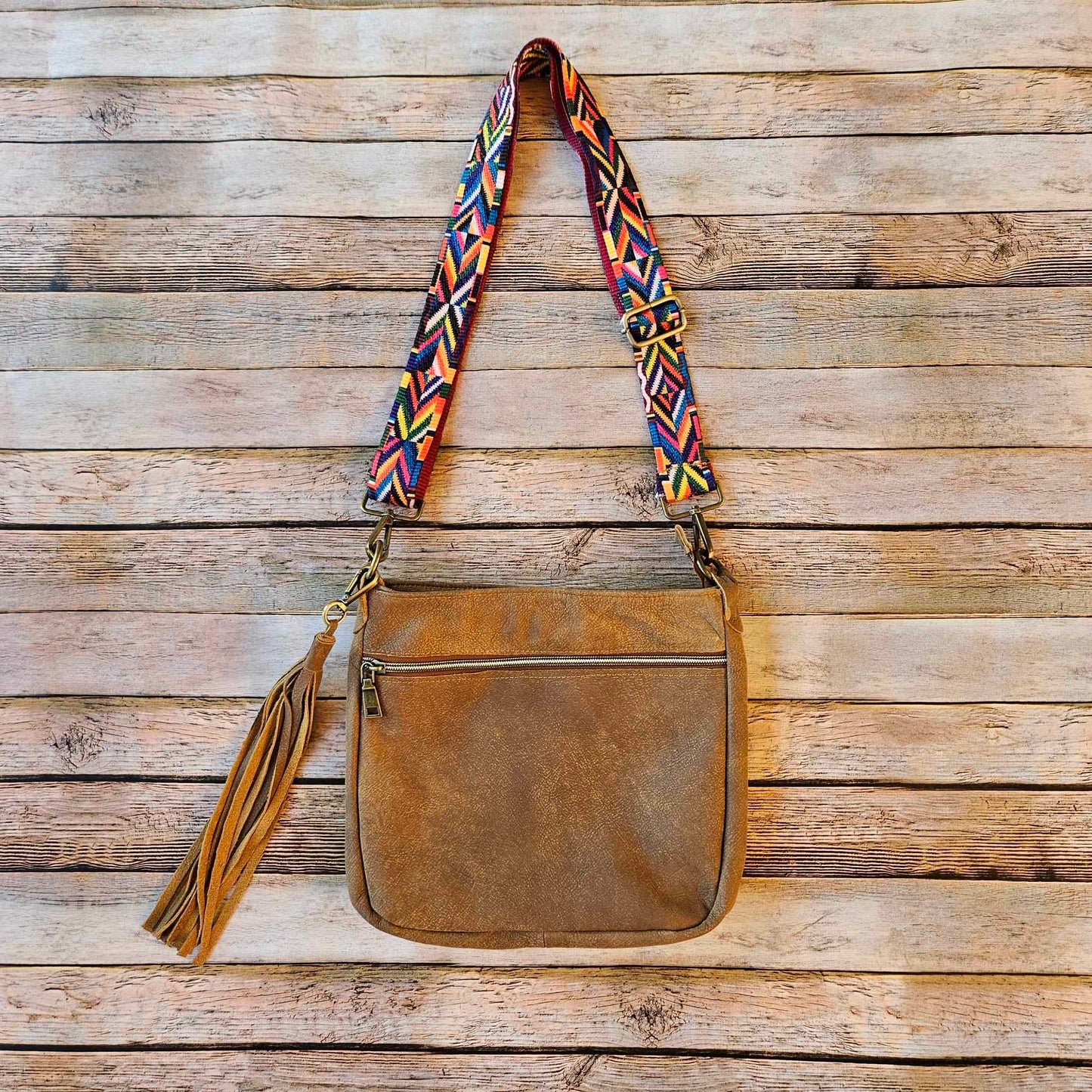 camel leather, crossbody bag, leather crossbody, guitar style strap bag, crossbody bag