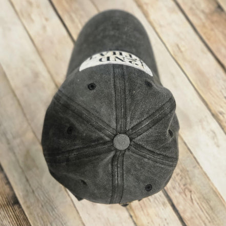 "2nd That" Leather patch grey cap, gray leather embroidered fur-on cowhide patch hat, men's hat