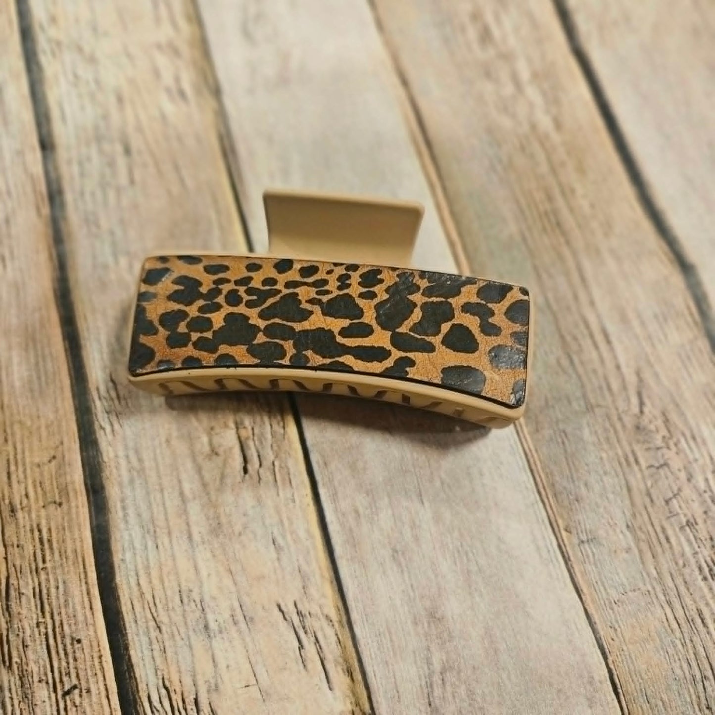 Laser Burned Leather Hair Claw Clip