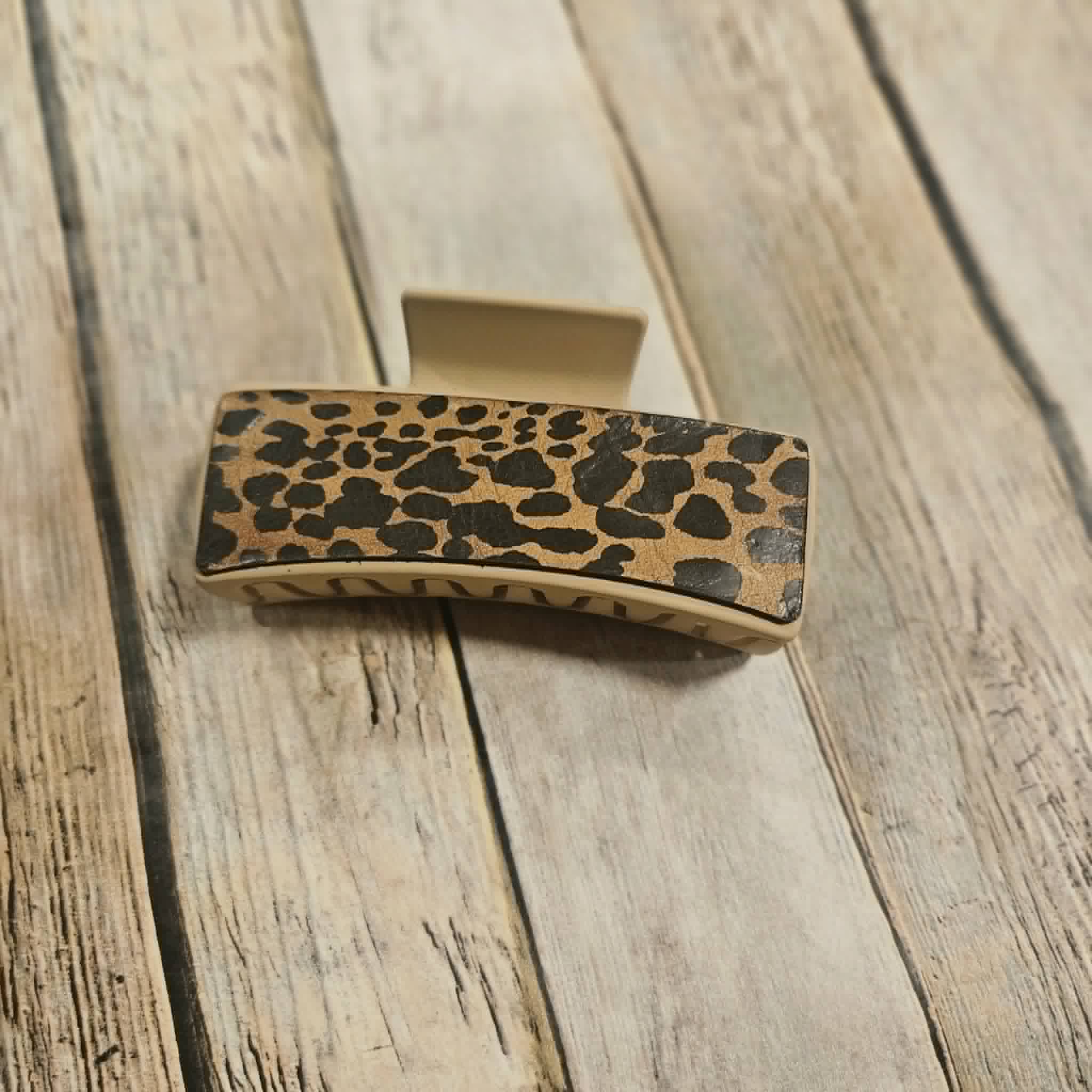Laser Burned Leather Hair Claw Clip
