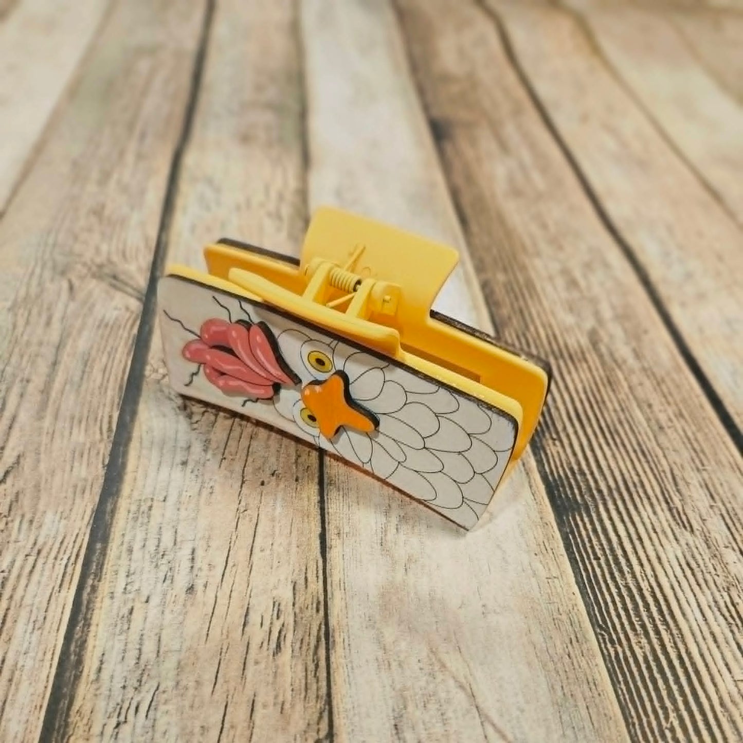 Laser Burned Wood Chicken Hair Claw Clip