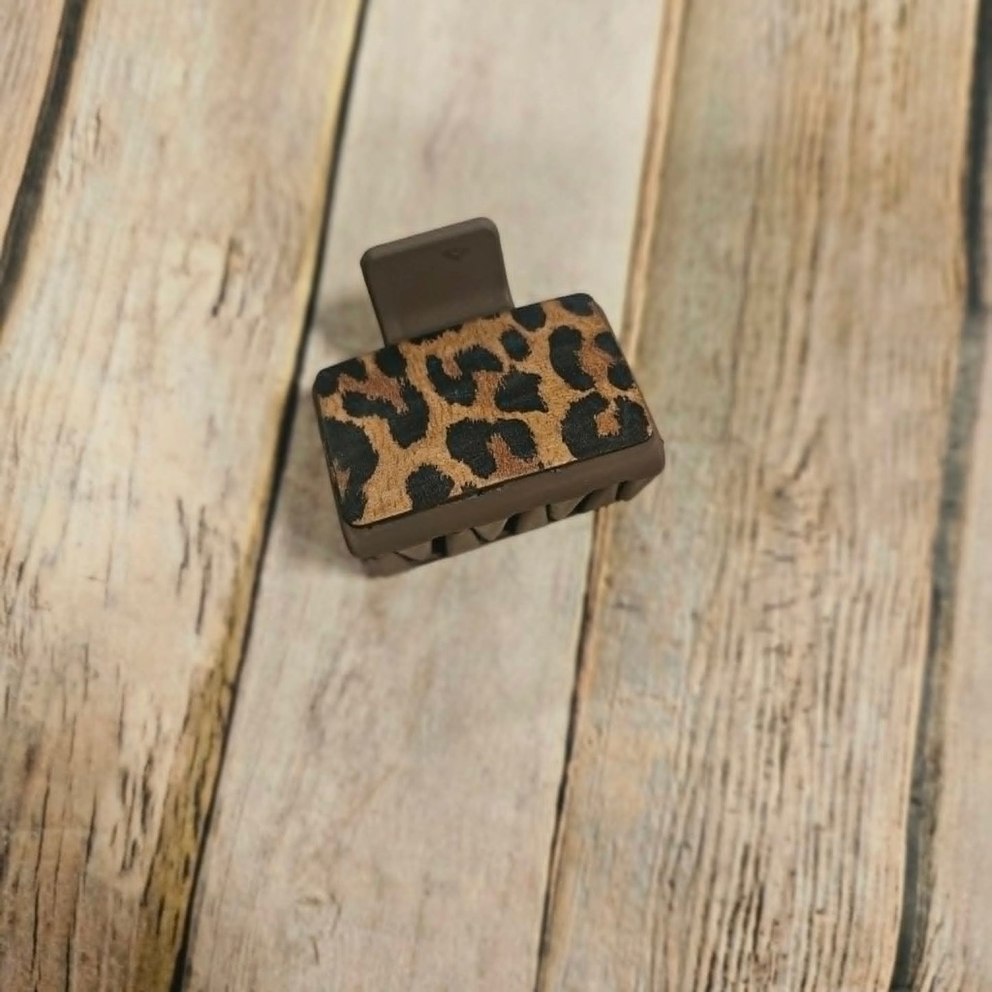 Laser Burned Leather Small Hair Claw Clip