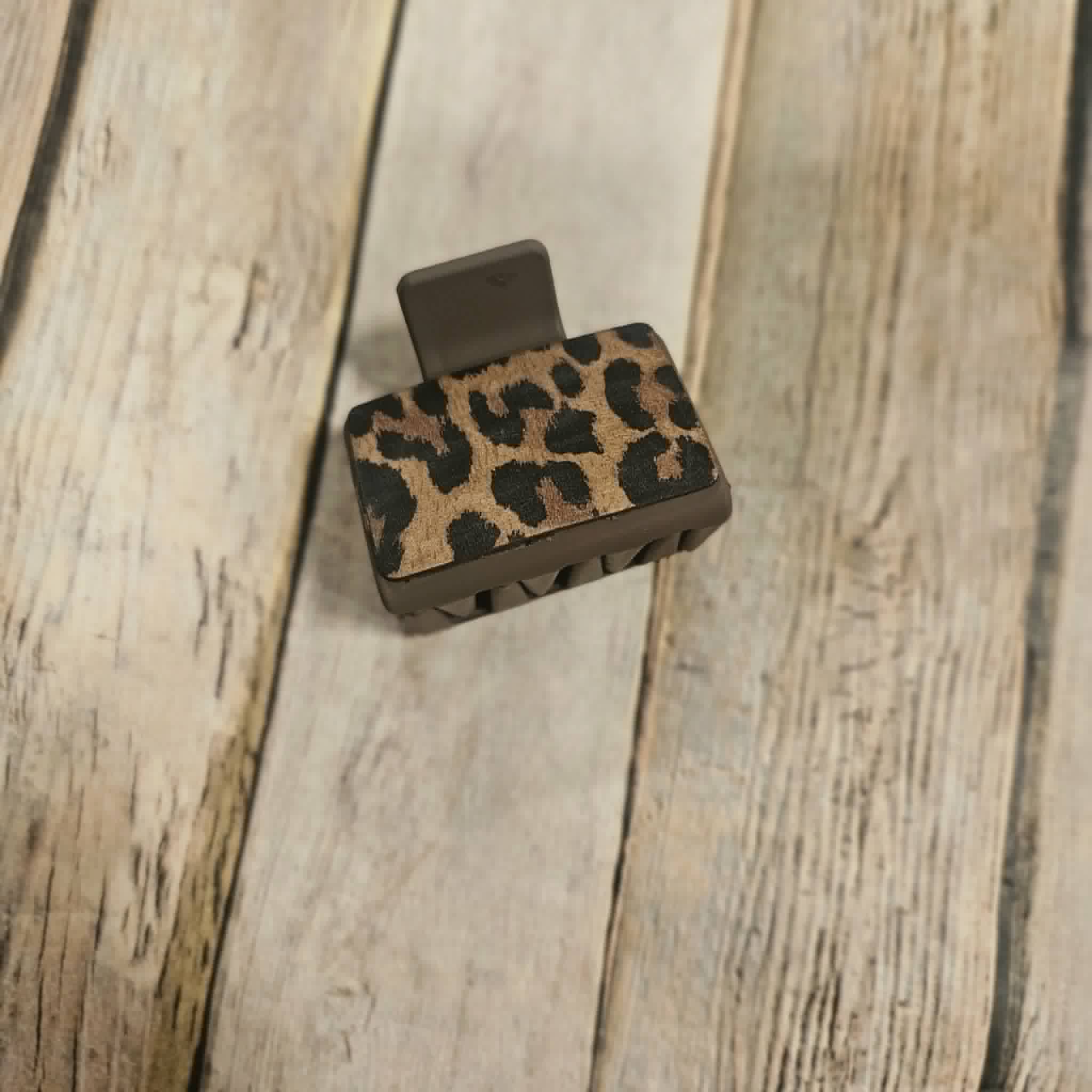 Laser Burned Leather Small Hair Claw Clip
