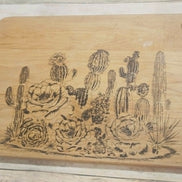 Laser Burned Cactus Cutting Board