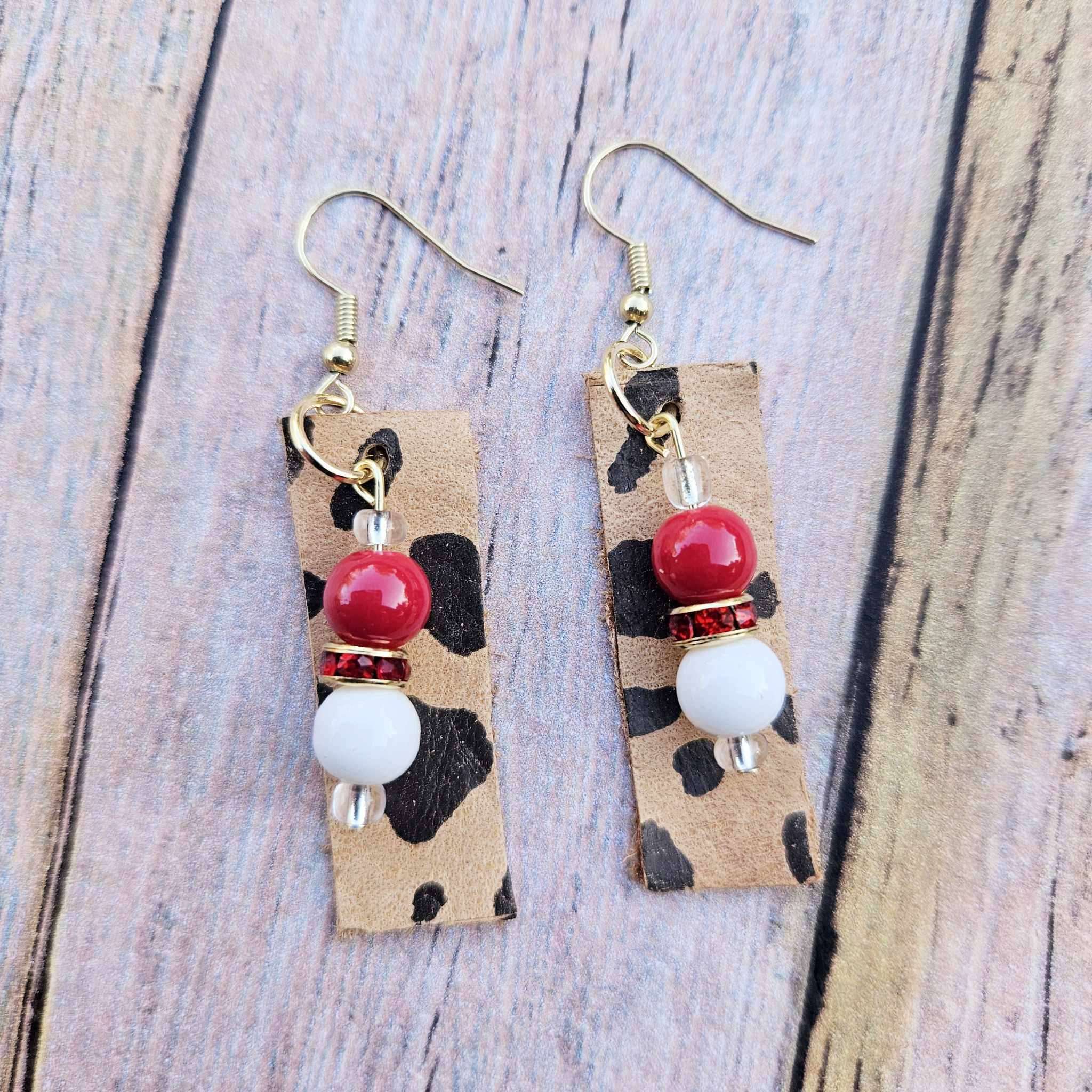 Handmade Leopard Leather Earrings