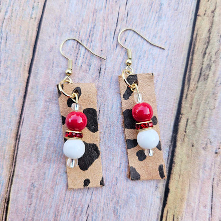Handmade Leopard Leather Earrings