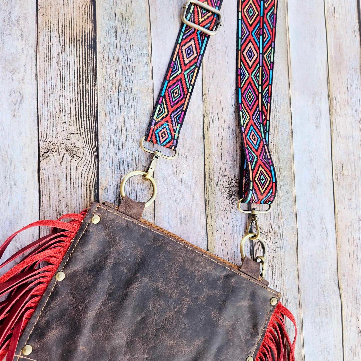 red fringe leather bag, fringe leather crossbody, crossbody bag, red fringe bag, leather fringe purse, brown leather bag