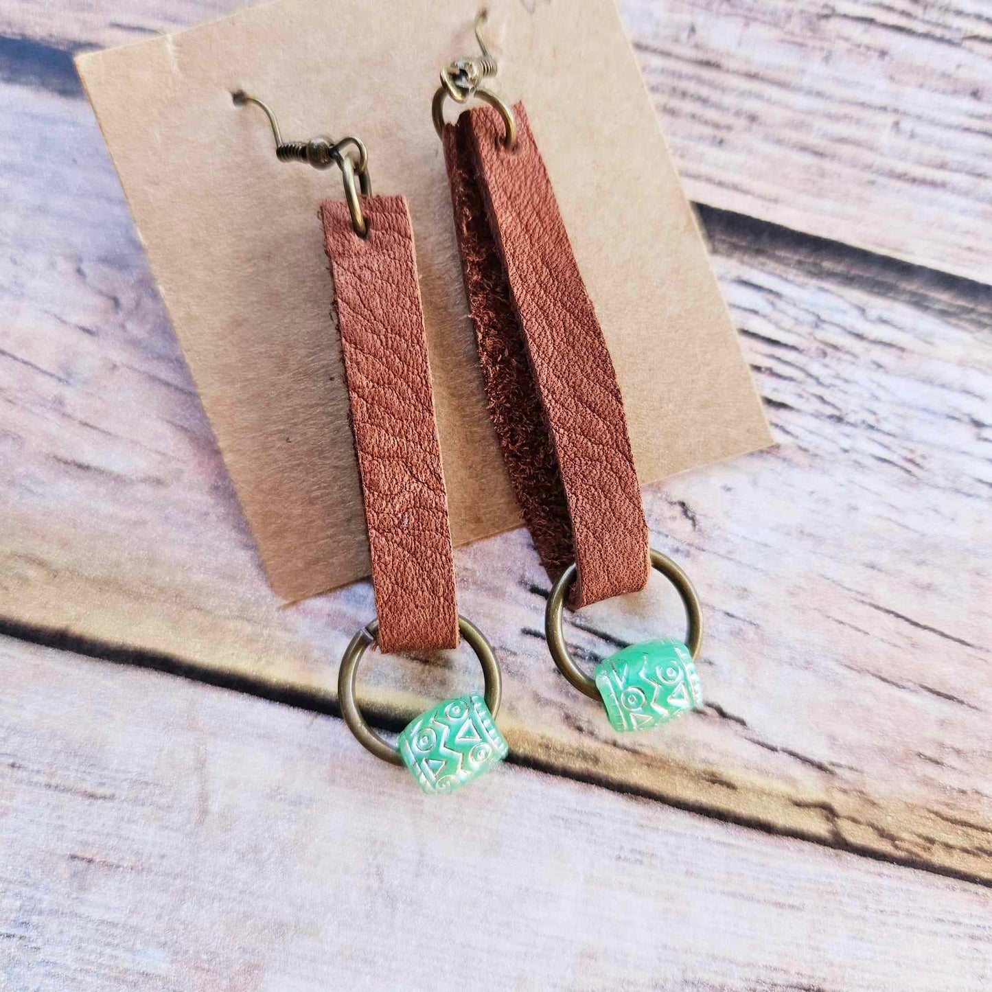 Brown Leather Earrings