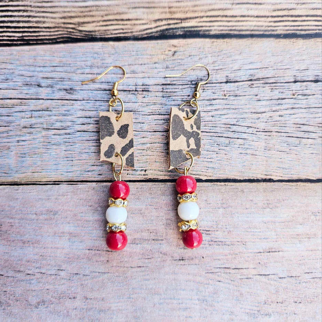 Handmade Leopard Leather Earrings