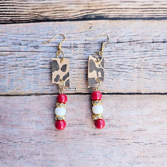 Handmade Leopard Leather Earrings