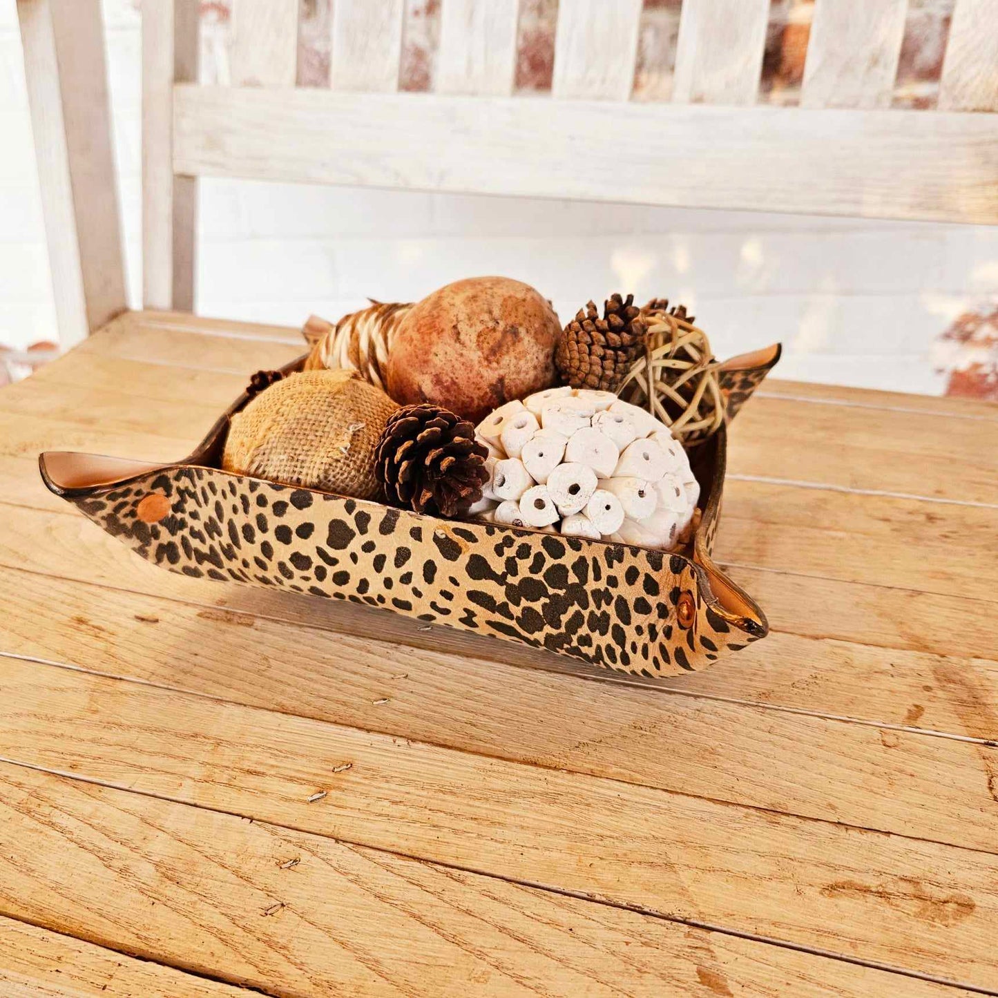 small leopard leather bowl, small leather bowl, leopard leather bowls, leopard bowl, leather bowls