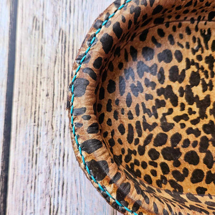 oval valet tray, oval leopard tray, leopard valet tray, leopard tray, leopard leather valet tray, leather valet tray, large valet tray