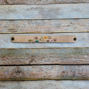 laser burned bracelet, floral burned bracelet, leather burned bracelet