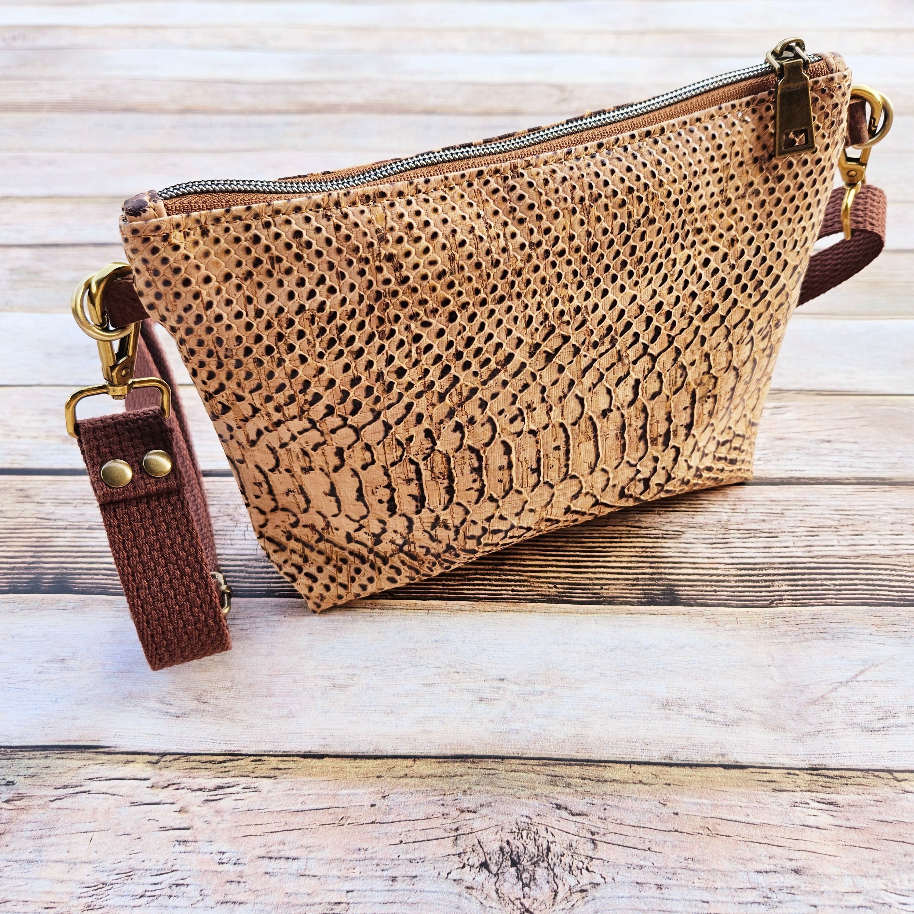 snake cork purse, leopard cork bag, crossbody bag, cork crossbody bag, snake and leopard cork bag, cork crossbody