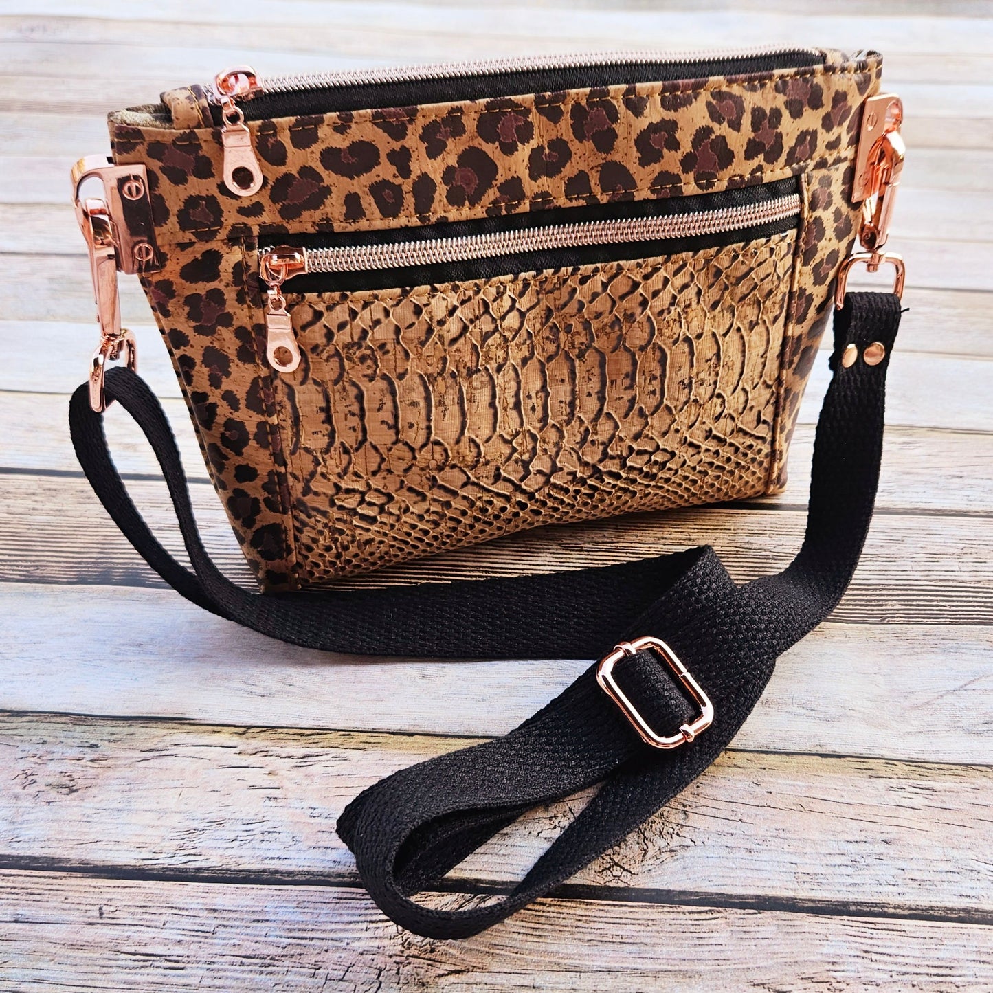 snake cork purse, leopard cork bag, crossbody bag, cork crossbody bag, snake and leopard cork bag, cork crossbody