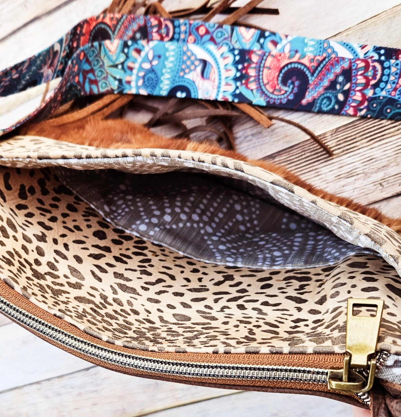 upcycled mink leather bag, upcycled mink fringe bag, leopard leather crossbody, leopard leather, leather crossbody bag, crossbody bag