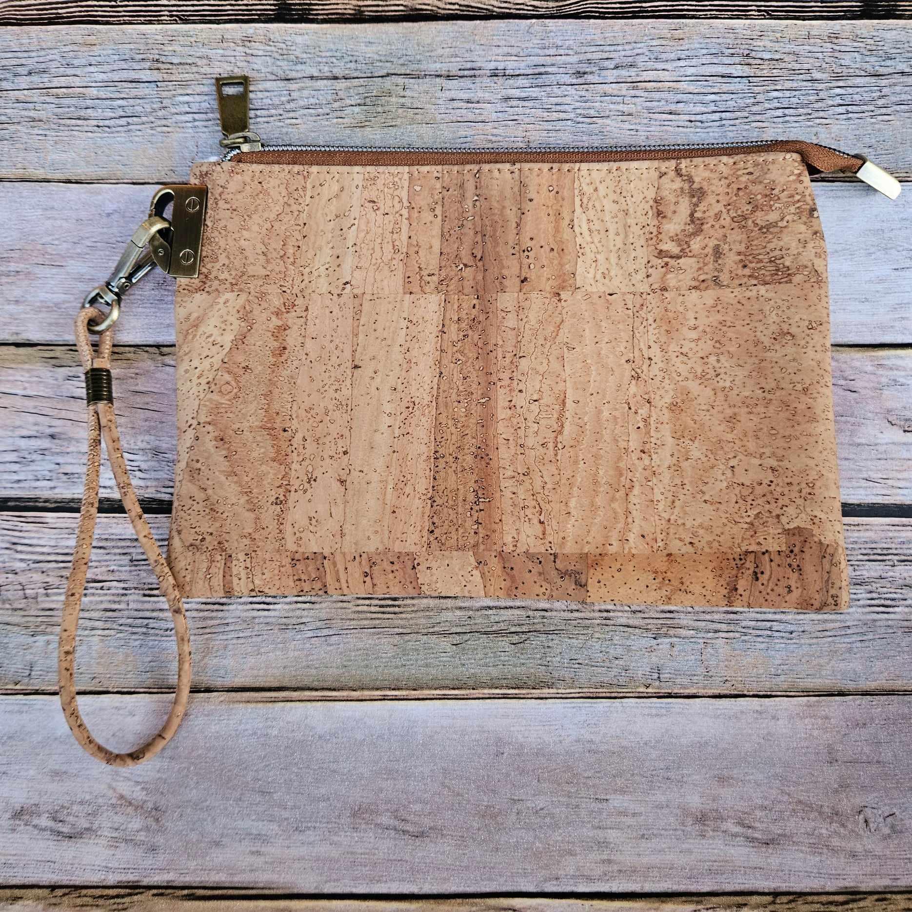 Oleta Belle Natural Cork Wristlet with Fabric Card Slots