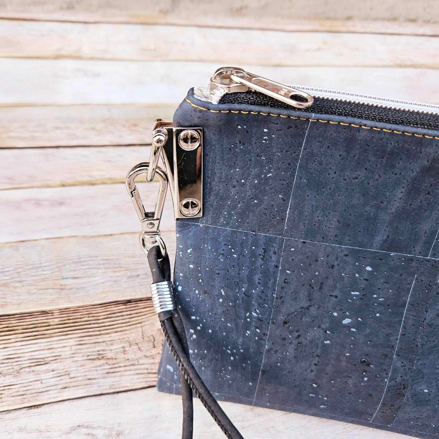 Oleta Belle Navy Cork Wristlet