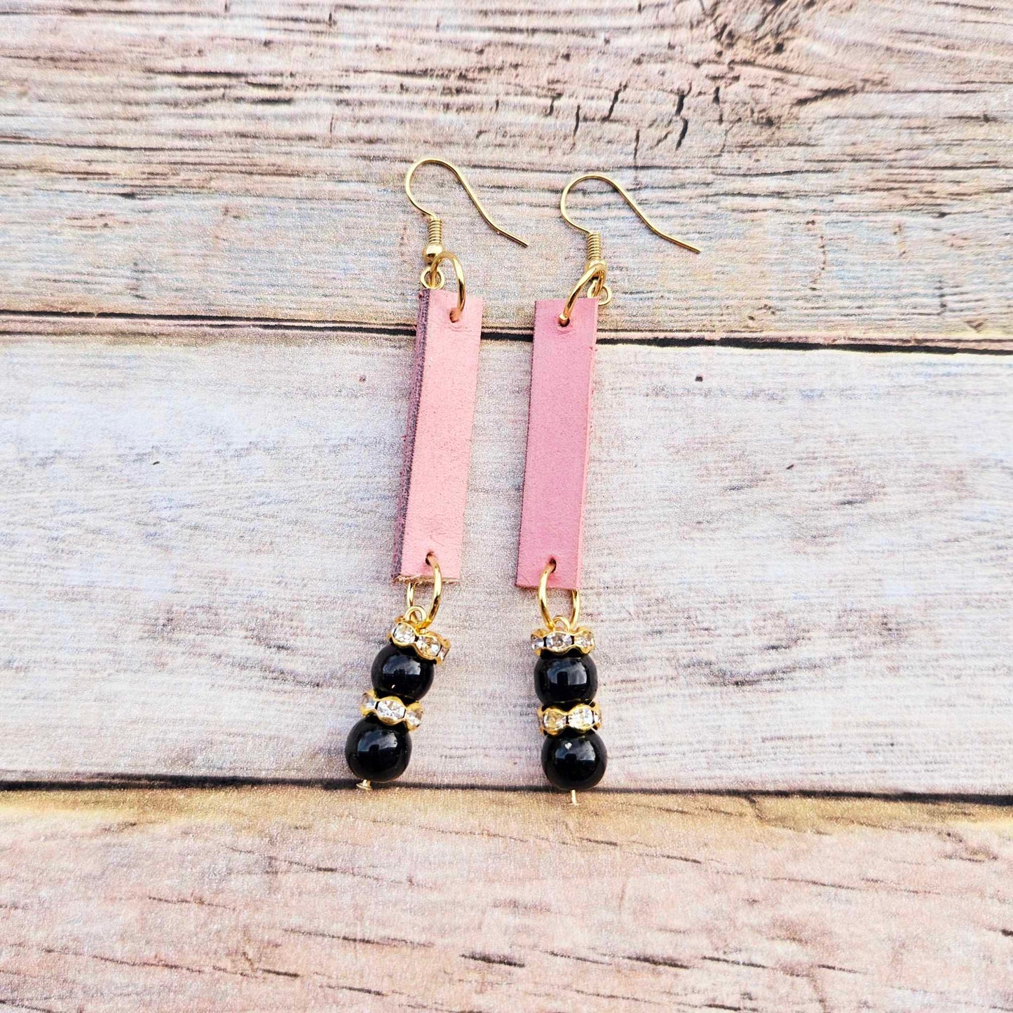 Pink Leather Earrings