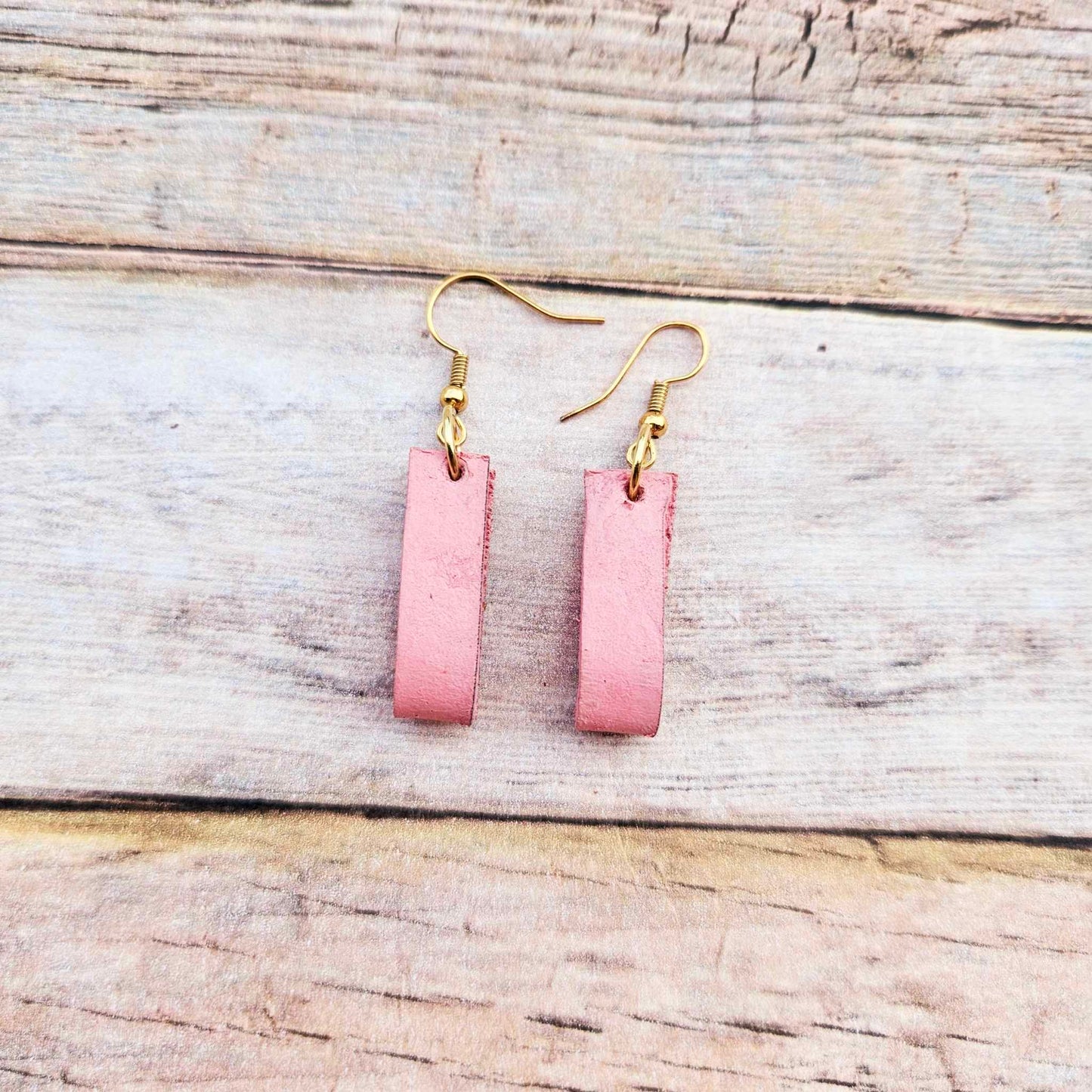 Pink Leather Earrings