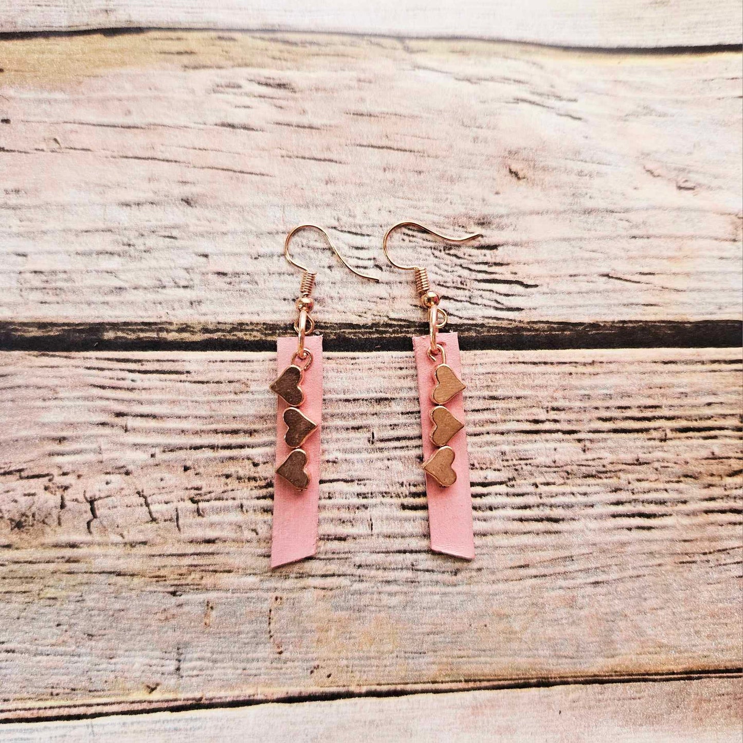 Pink Leather Earrings