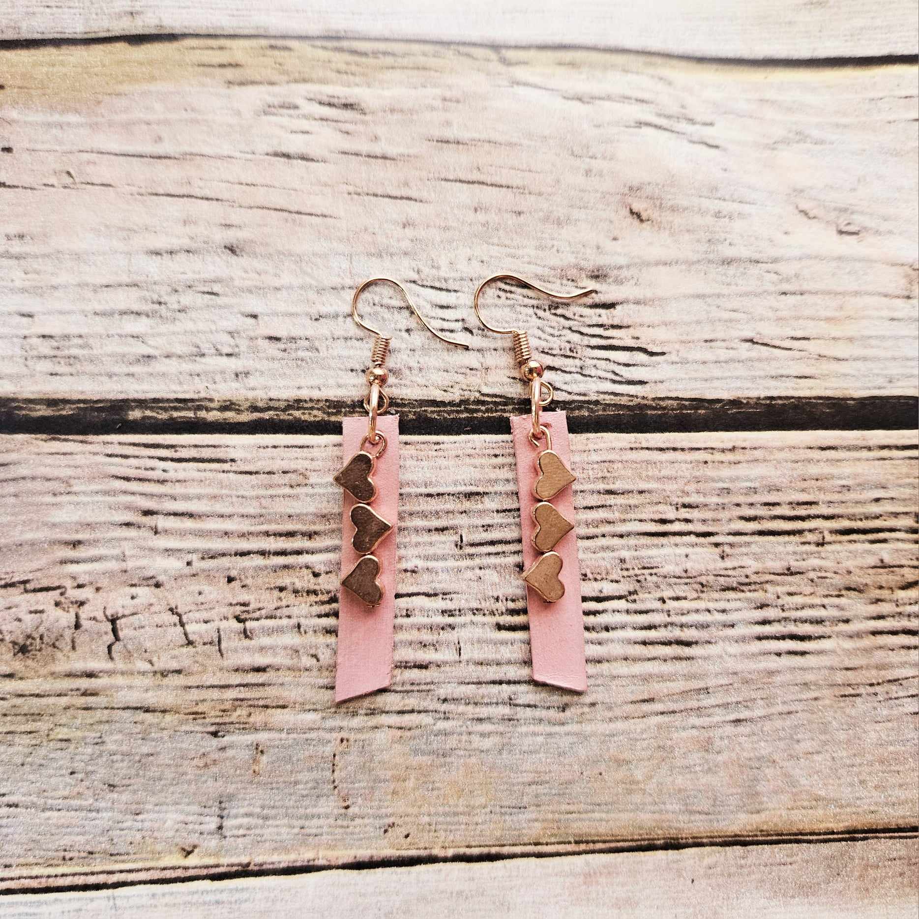 Handcrafted Silver Drop Earrings with Pink Hand-Dyed Leather & Pearl Beads