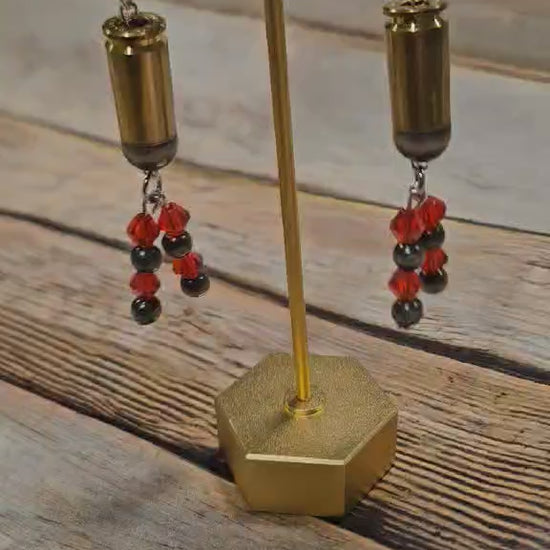navajo pearl earrings, red crystal bead earrings