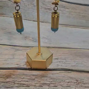 rock earrings, ammo earrings, blue beaded earrings, antique gold earrings
