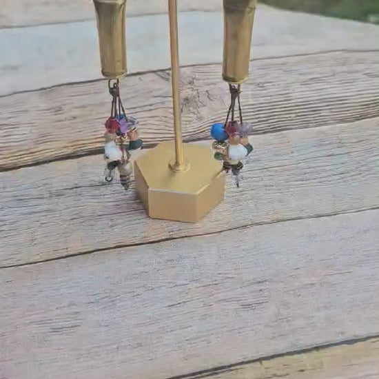 ammo earrings, shot gun shell earrings, multicolored beaded jewelry, ammo jewelry 