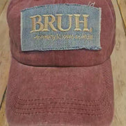 maroon cap, denim 