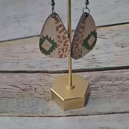 aser burned earrings, southwest earrings, leopard print earrings, leather earrings, handmade earrings, southwest leather