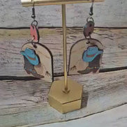 3D rodeo jewelry, leather earrings, cowboy boot earrings, handcrafted jewelry, laser burned jewelry
