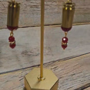 red crystal earrings ammo earrings, 