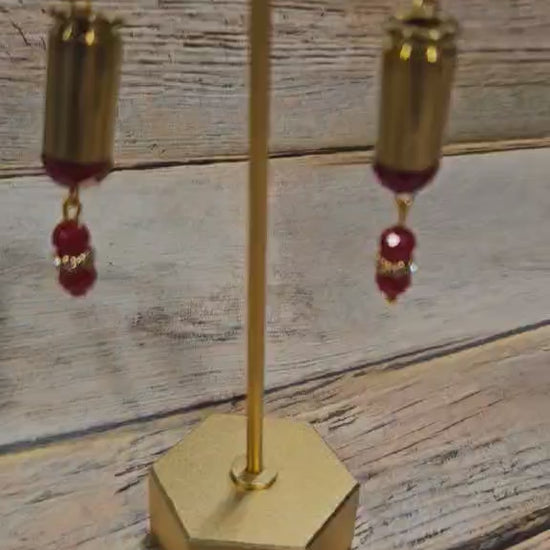 red crystal earrings ammo earrings, 