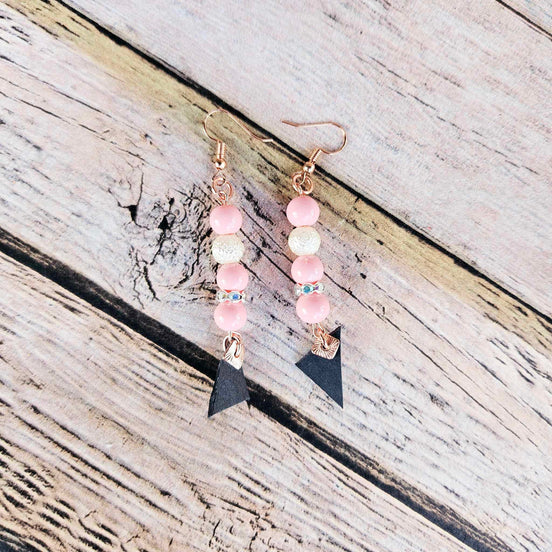 Black Leather Beaded Earrings Colletion 2