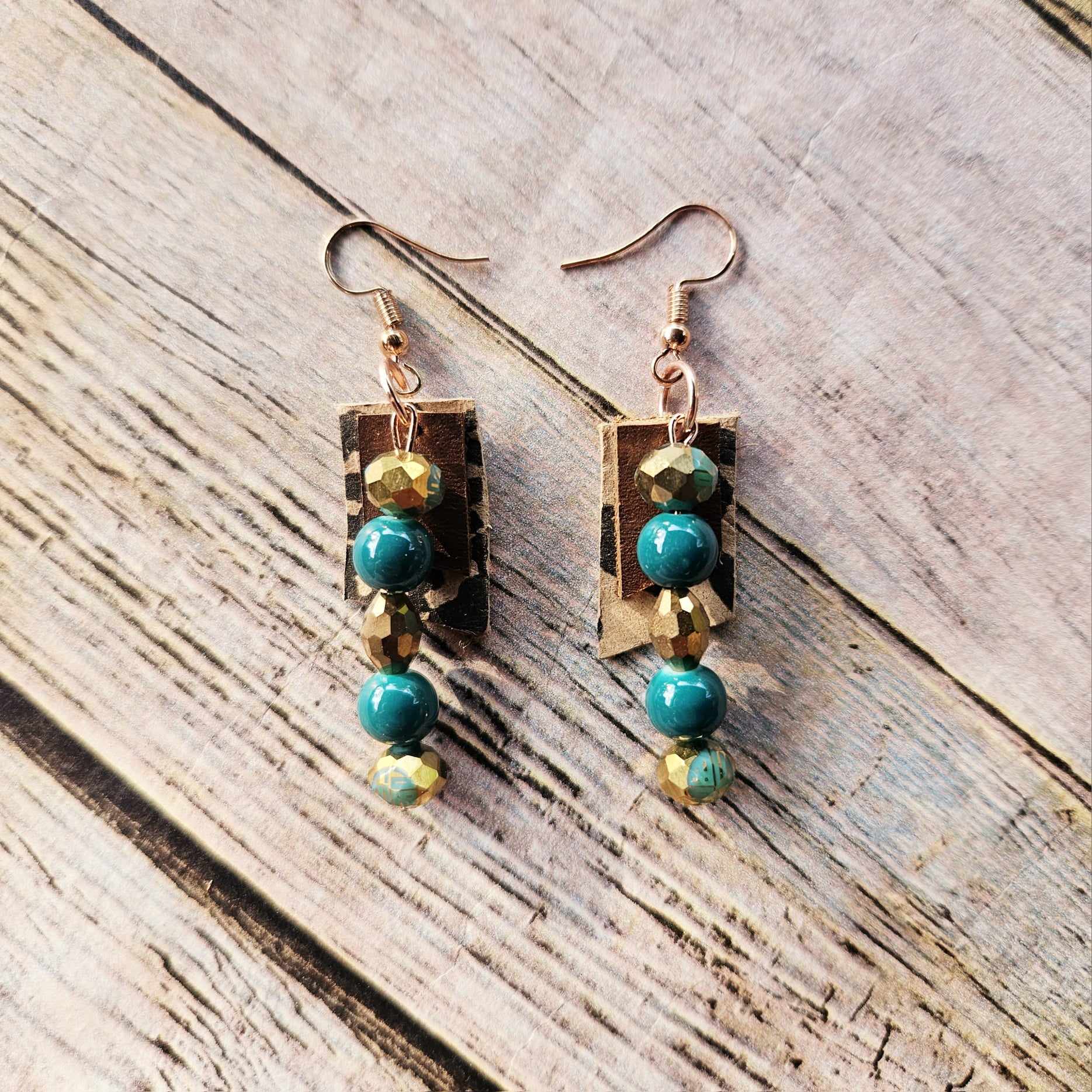 Handmade Leopard Leather Earrings