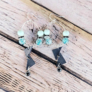 Black Leather Beaded Earrings Colletion 2