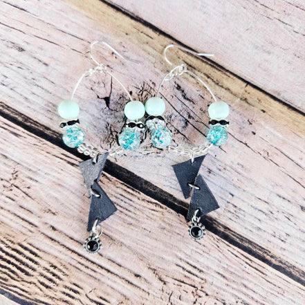 Black Leather Beaded Earrings Colletion 2