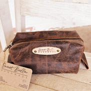 Small Vintage Leather Dopp Toiletry Bag