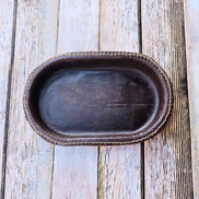 Small Oval Brown Leather Valet Tray – Handcrafted in Texas