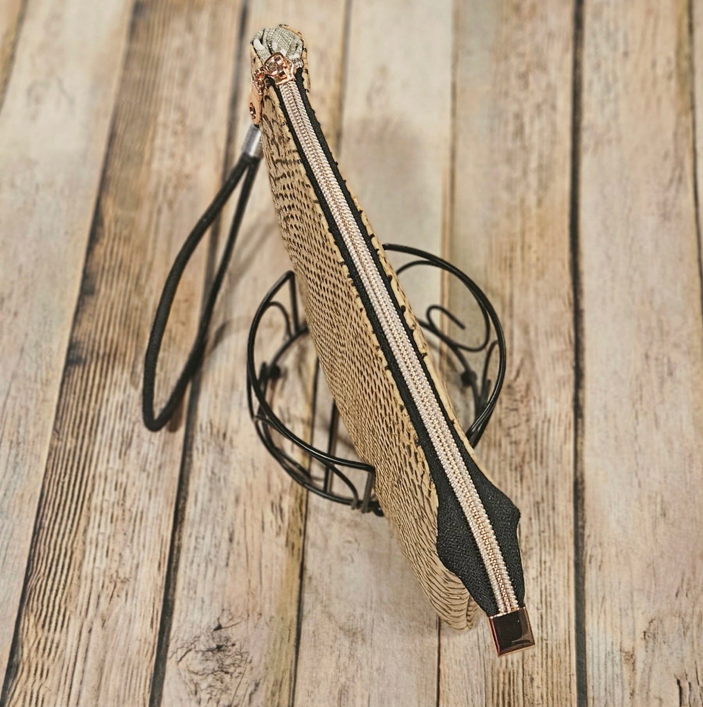 Oleta Belle Snake Cork Clutch Wristlet